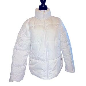 Women’s M Quilted Puffer Jacket Bright White High Neck Winter Coat NWOT Zenana